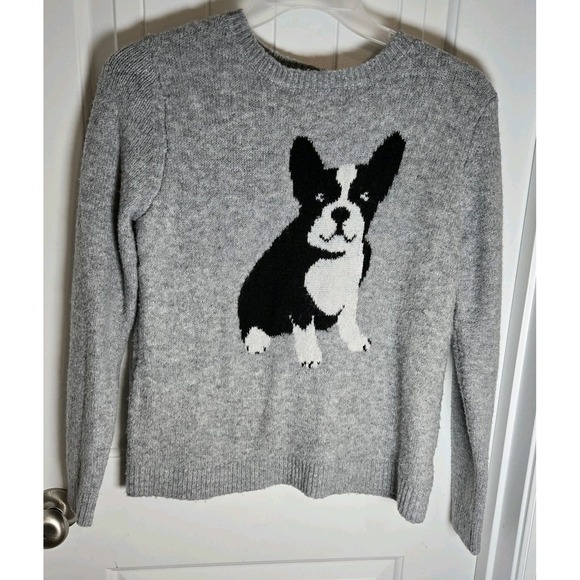 Cupcakes and Cashmere Sweaters - CUPCAKES & CASHMERE M Grey French Bulldog Sweater Women